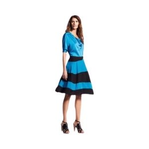 Derek Lam Design Nation Womens Asymmetrical Seam Skirt Size 8 Black Blue A Line